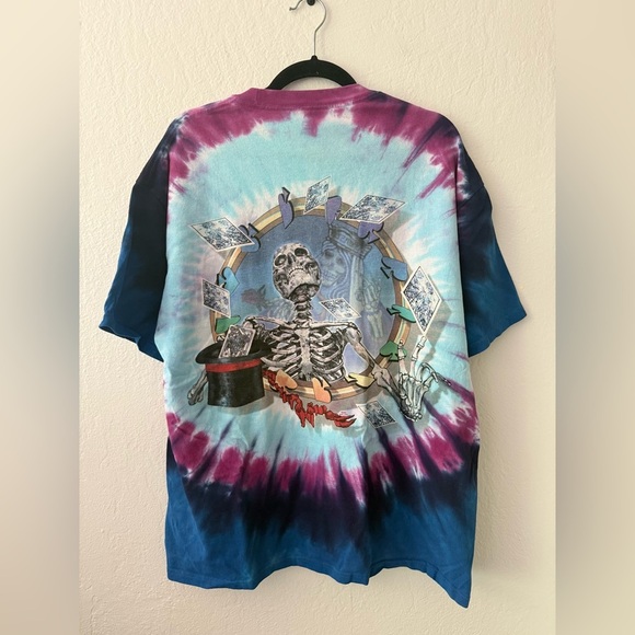 Vintage 1999 Grateful Dead TShirt XL Tie Dye Liquid Blue Queen of Spades 2 Side - Picture 3 of 6